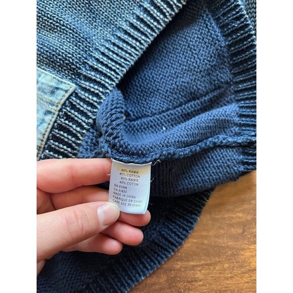 PBJ Blues Vintage Sweater 1/4 Zip Neck jean Pockets elbow Pads READ Y2K - Picture 6 of 7